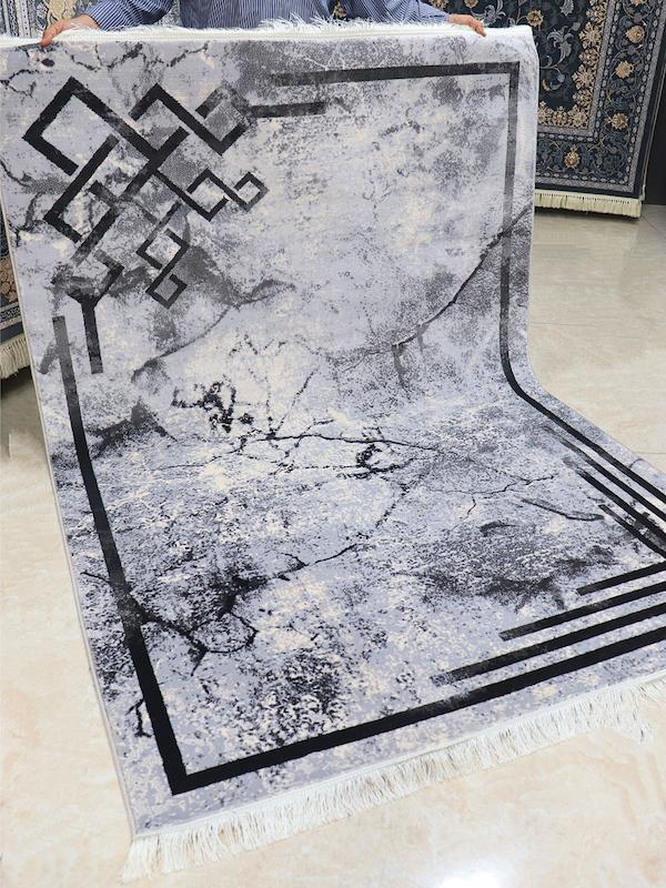 فرش مدرن نقشه فرانسوی زمینه زغالی کد30390