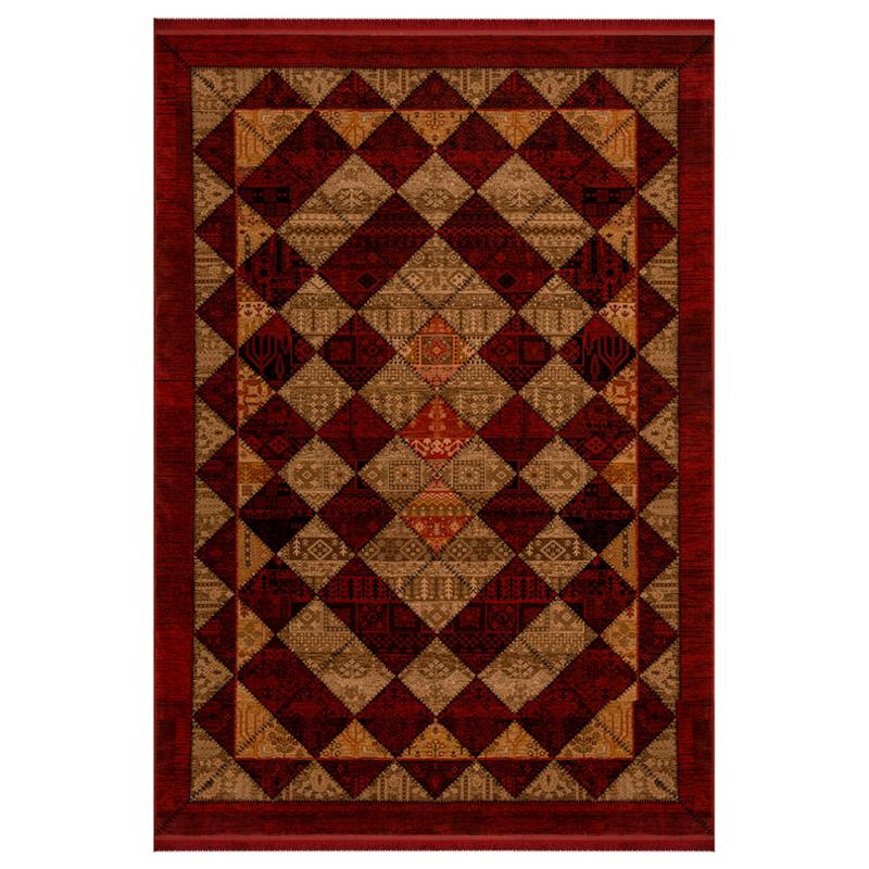 فرش قشقائی چهل تکه زمینه لاکی و کرم  700شانه برند بزرگمهر