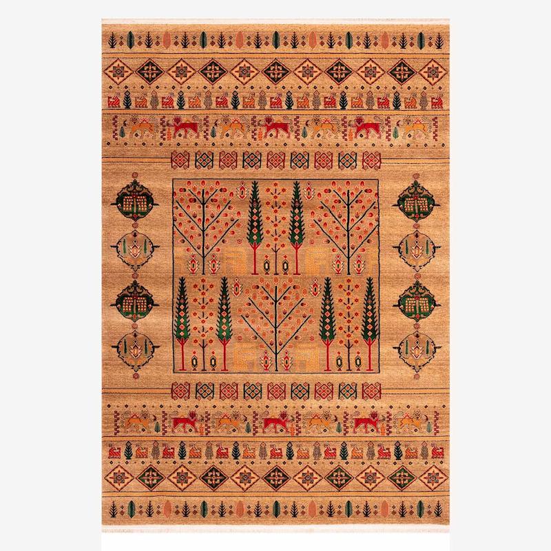 فرش قشقائی دستبافتگونه گندمی 700شانه برند بزرگمهر کد78019