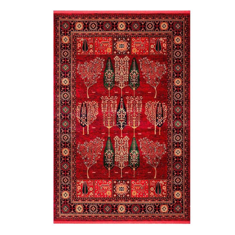 فرش قشقائی طرح درخت زندگی لاکی 700شانه برند بزرگمهر کد78020