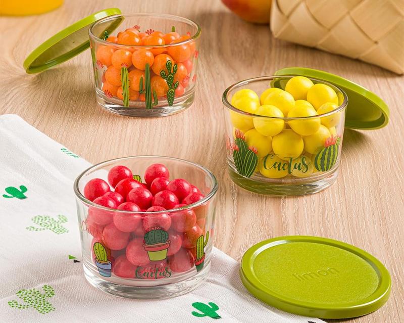 ظرف شیشه ای 190 چاپدار لیمون