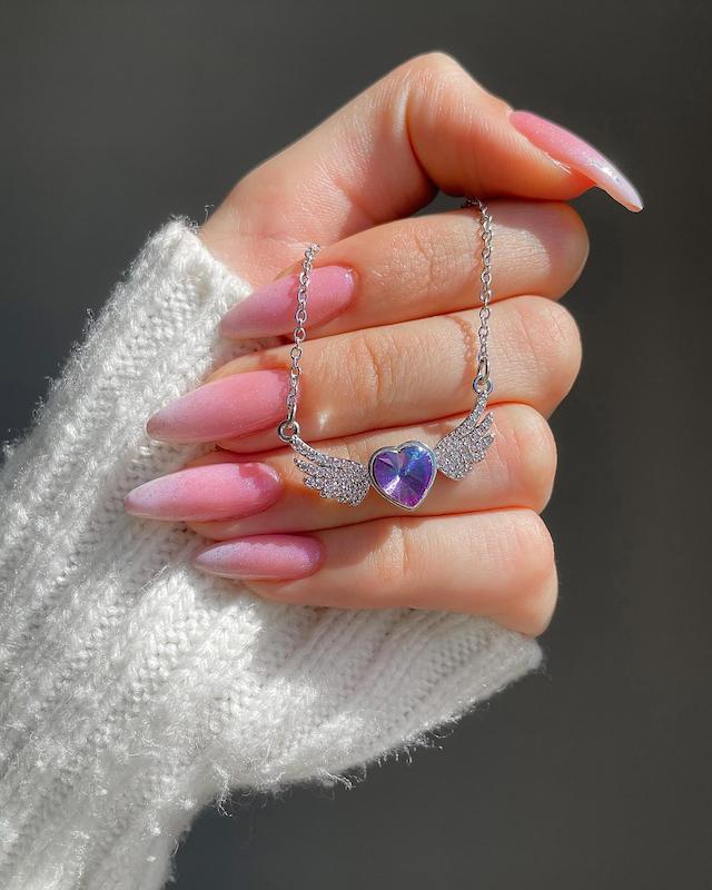 گردنبند قلب بنفش فرشته 💜