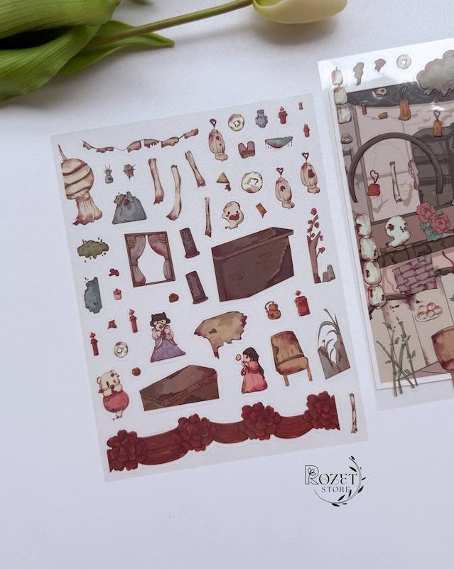 استیکر ۳ بعدی فانتزی آریل و راز خانه قدیمی(۲ ورق استیکر و ۱ کارت صحنه)