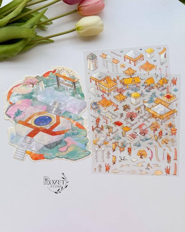 استیکر ۳ بعدی کاخ آسمانی ( ۲ ورق استیکر و ۱ کارت صحنه )