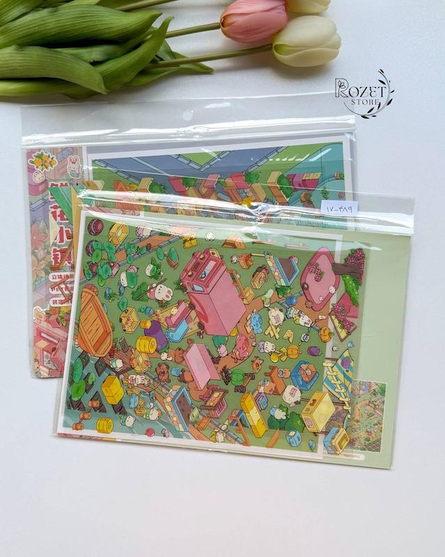 استیکر ۳ بعدی کمپینگ و شهر گل ( ۲ ورق استیکر و ۱ کارت صحنه )