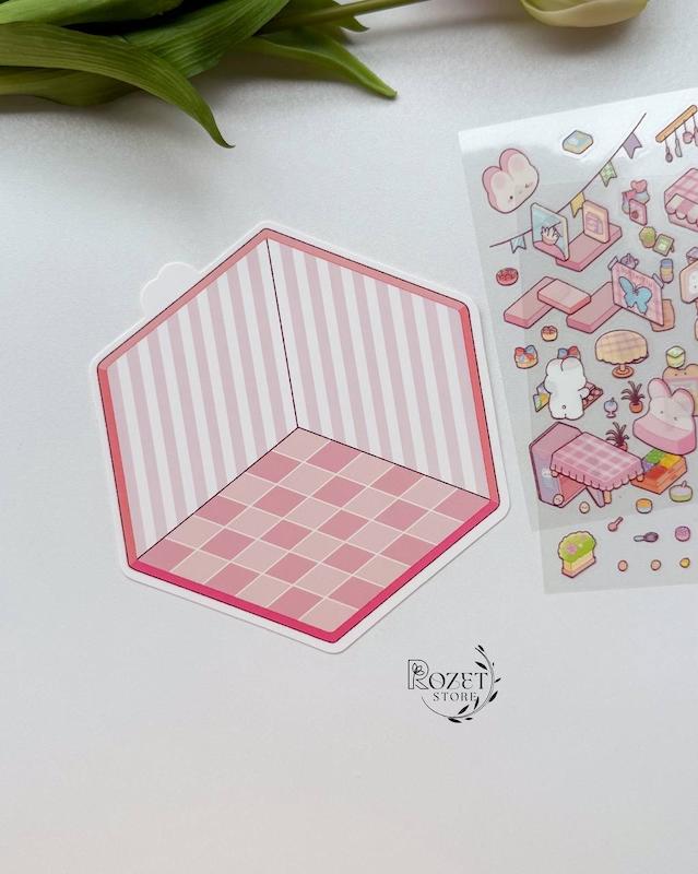 استیکر ۳ بعدی خرس، گربه، خرگوش و پاپی (۲ ورق استیکر و ۱ کارت صحنه)