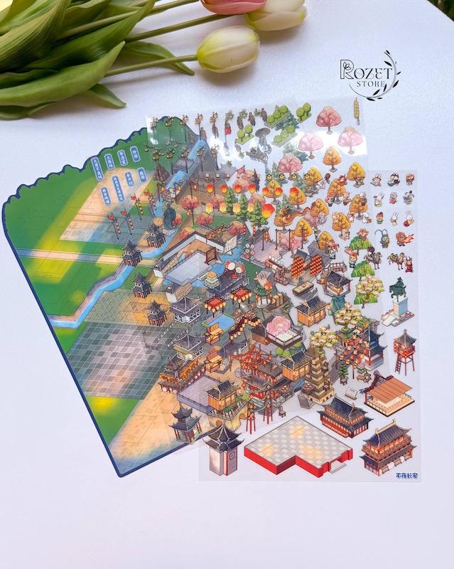 استیکر ۳ بعدی منظره شهری ( ۳ ورق استیکر و ۱ کارت صحنه )