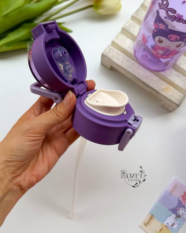 قمقمه پلاستیکی نی دار و آسان نوش کرومی 
