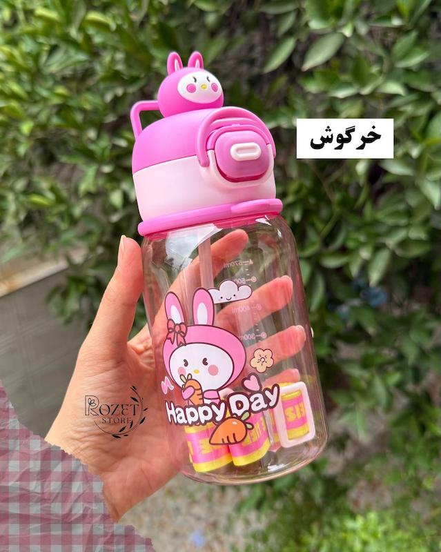 قمقمه وارداتی نی دار کودک مدل سر عروسکی 