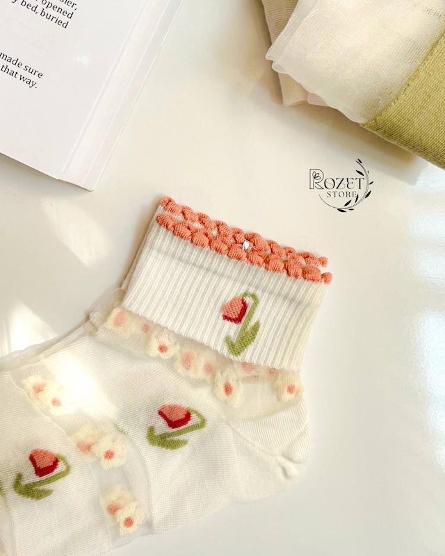 جوراب مچی شیشه ای طرح گل