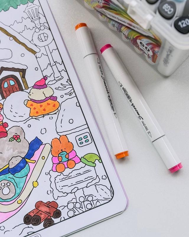 ماژیک دو سر براش و تخت ۶۰ رنگ ZUIXUA مدل Marker Smooth 