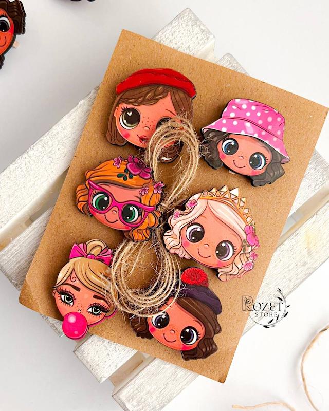 گیره چوبی دختر گوگولی با نخ کنفی