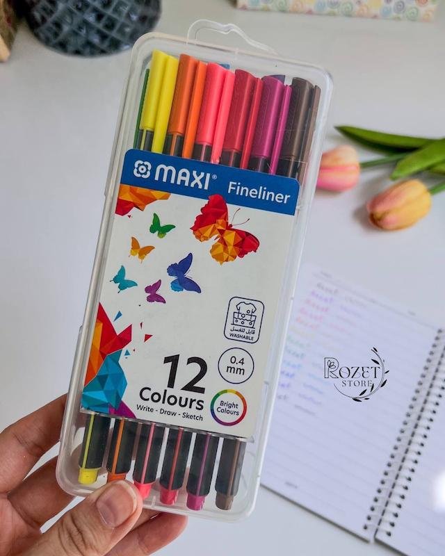 رواننویس سه گوش نوک نمدی ۱۲ رنگ Maxi