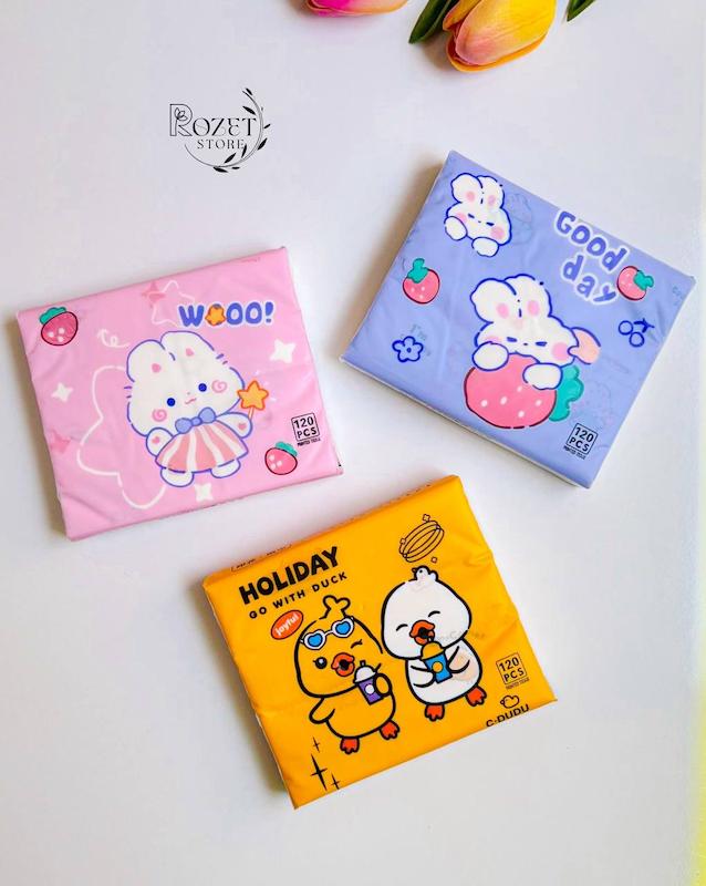 دستمال کاغذی طرح دار خرگوش، اردک و سگ