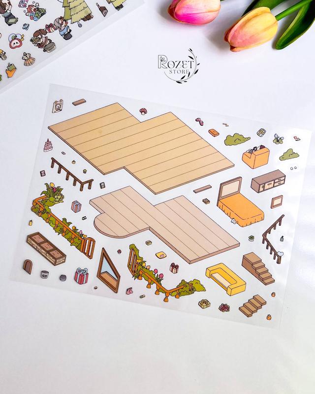 استیکر ۳ بعدی خانه مهمانی دخترانه (سایز بزرگ)