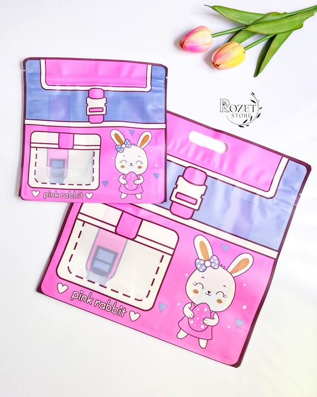 زیپ کیپ کوله پشتی طرح خرگوش صورتی