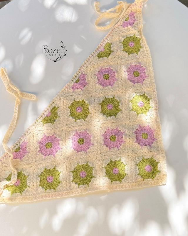 مینی اسکارف قلاب بافی 
