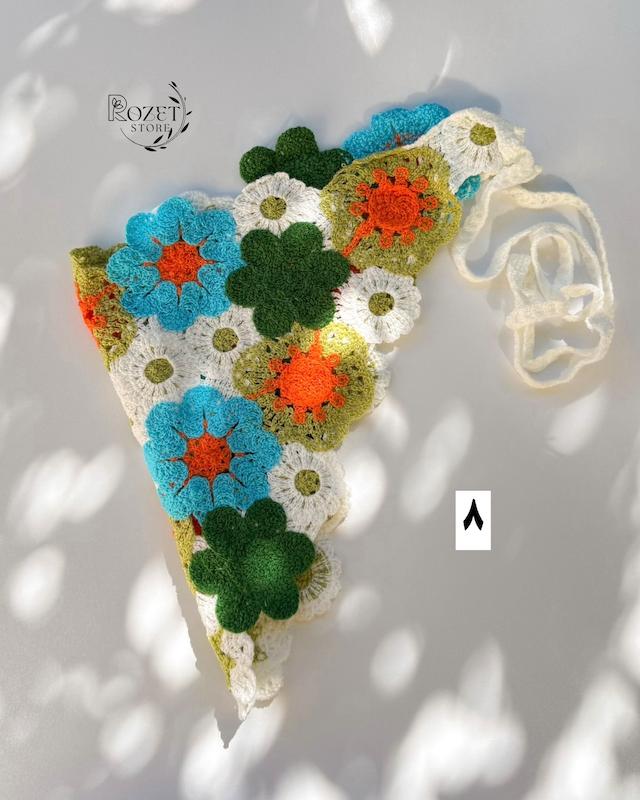 مینی اسکارف قلاب بافی 