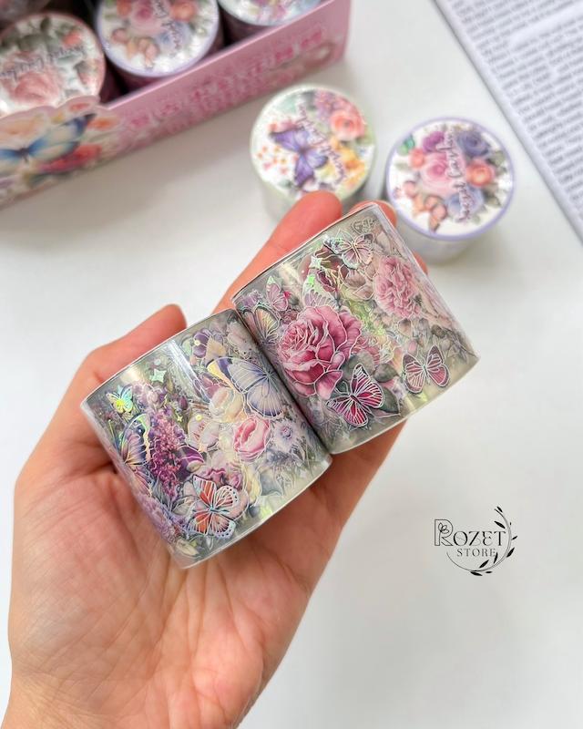 استیکر رولی سه بعدی طرح گل و‌ پروانه 