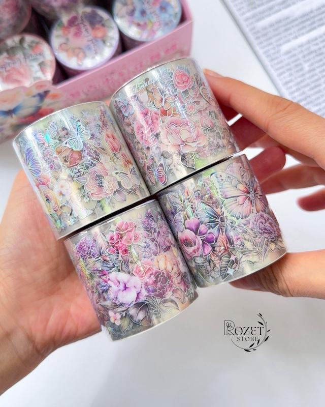 استیکر رولی سه بعدی طرح گل و‌ پروانه 