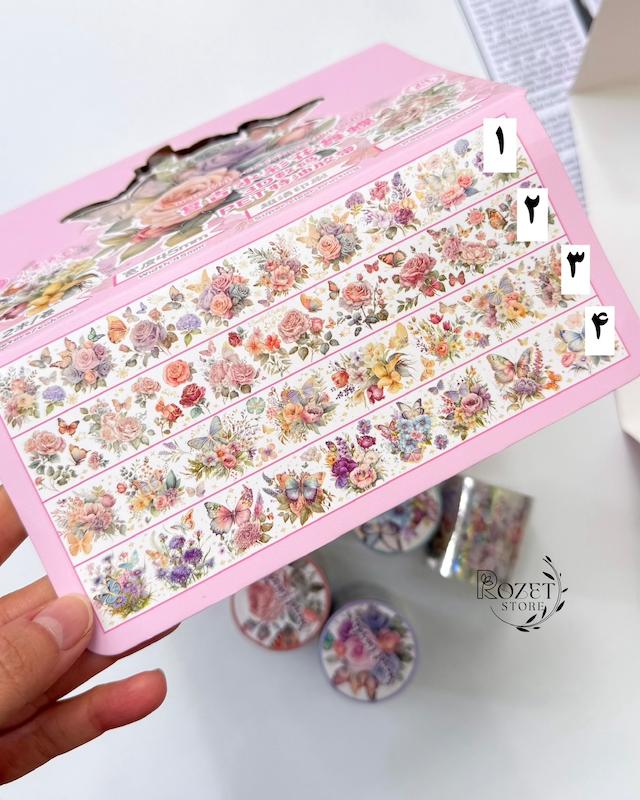 استیکر رولی سه بعدی طرح گل و‌ پروانه 