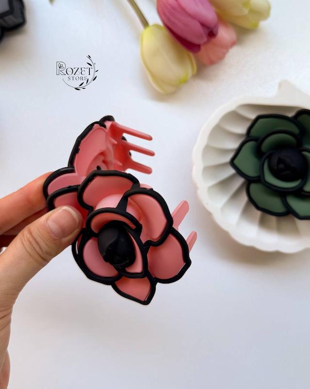 کلیپس مو دوقاب گل رز رنگی