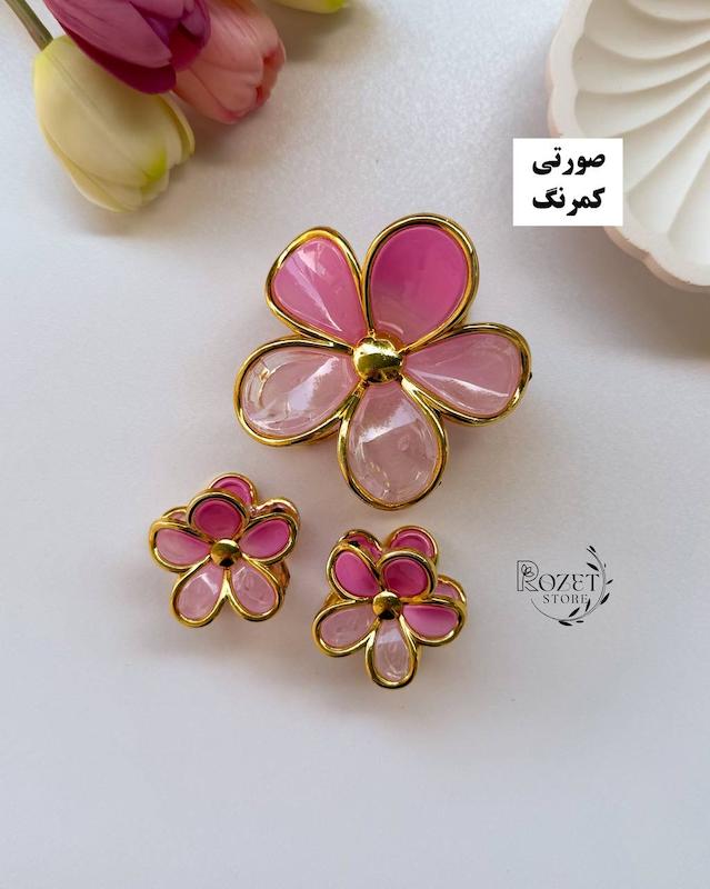 کلیپس مو دوقاب ۳ عددی شکوفه رنگی 