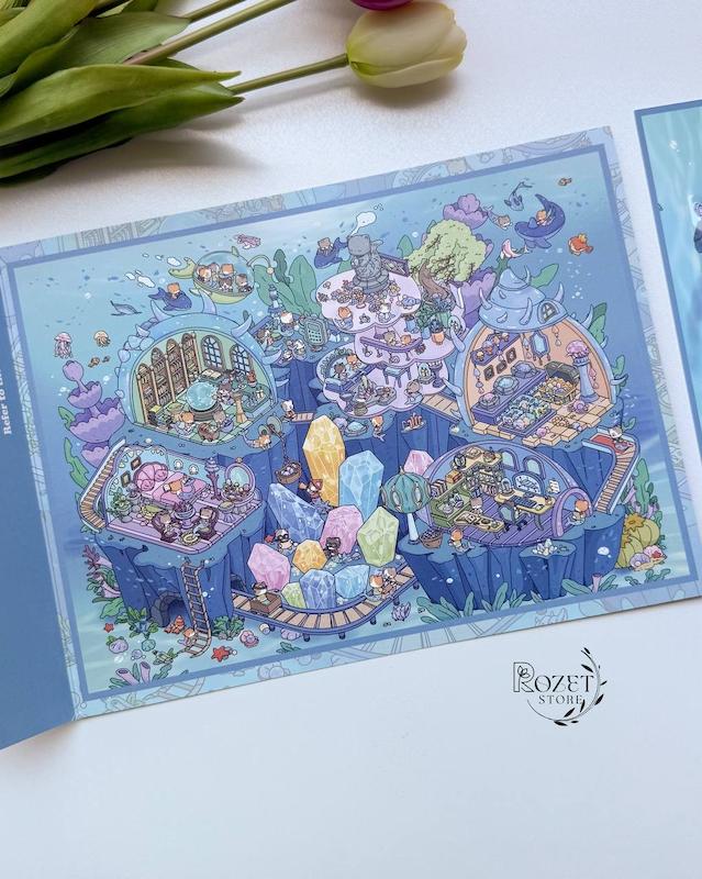 استیکر ۳ بعدی معدن و قبیله ی اولیه( ۳ ورق استیکر و ۱ کارت صحنه دورو)