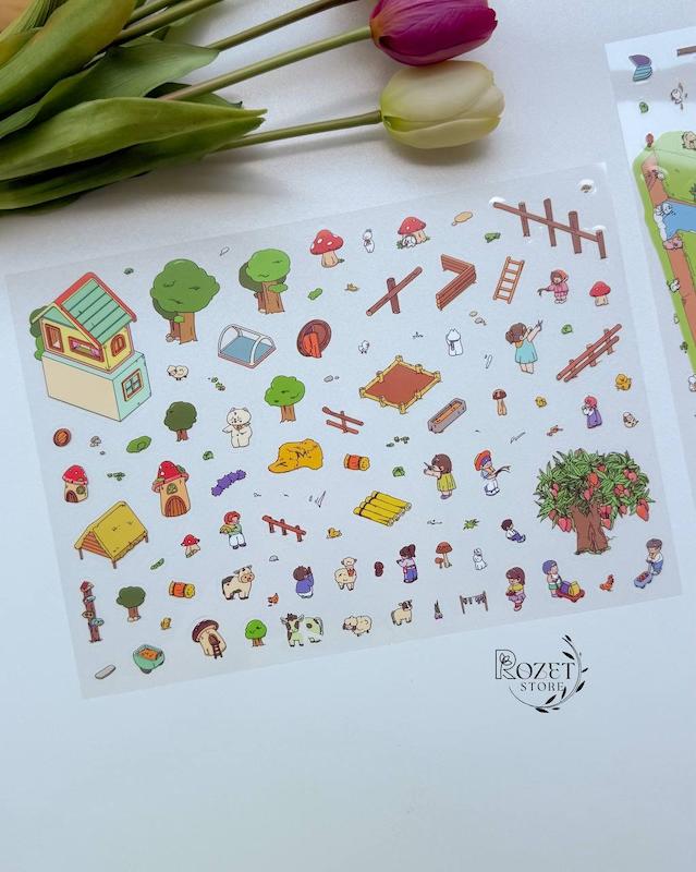 استیکر ۳ بعدی مزرعه ( ۲ ورق استیکر و ۱ کارت صحنه )