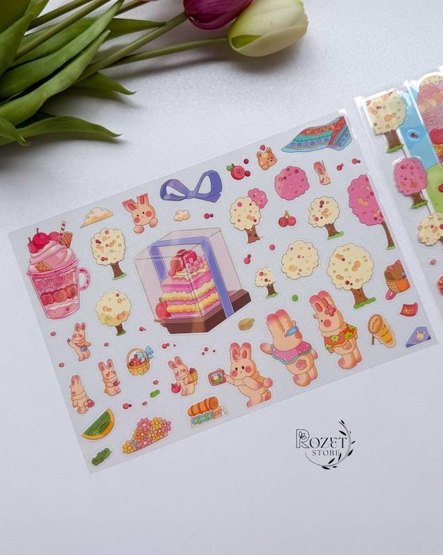 استیکر ۳ بعدی خرگوش فانتزی(۲ ورق استیکر و ۱ کارت صحنه)