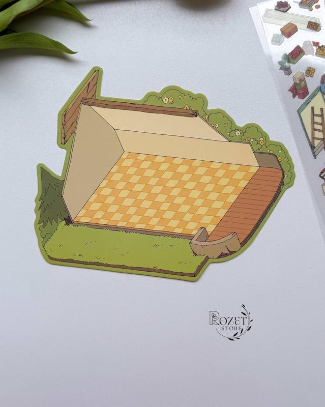 استیکر ۳ بعدی گیاهان خانگی و سوپرمارکت میوه(۲ ورق استیکر و ۱ کارت صحنه)