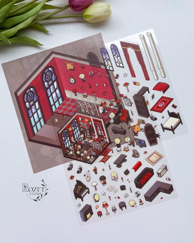 استیکر ۳ بعدی صحنه مینیاتوری ماجراجویی(۲ ورق استیکر و ۱ کارت صحنه)