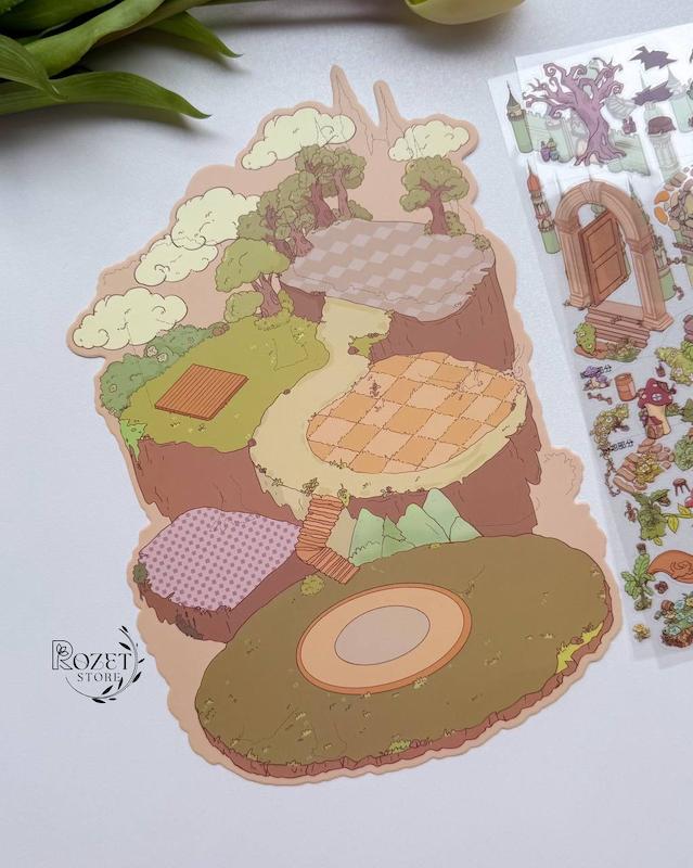 استیکر ۳ بعدی قلمرو مخفی و توپ پری(۲ ورق استیکر و ۱ کارت صحنه)