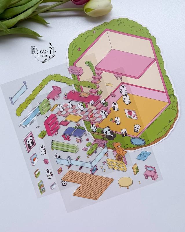 استیکر ۳ بعدی زندگی پاندا و دنیای زیر آب (۲ ورق استیکر و ۱ کارت صحنه)