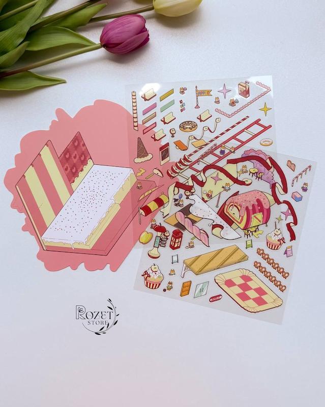 استیکر ۳ بعدی سیب ( ۲ ورق استیکر و ۱ کارت صحنه )