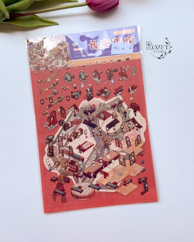 استیکر ۳ بعدی شهر چانگان ( ۲ ورق استیکر و ۱ کارت صحنه تاشو )
