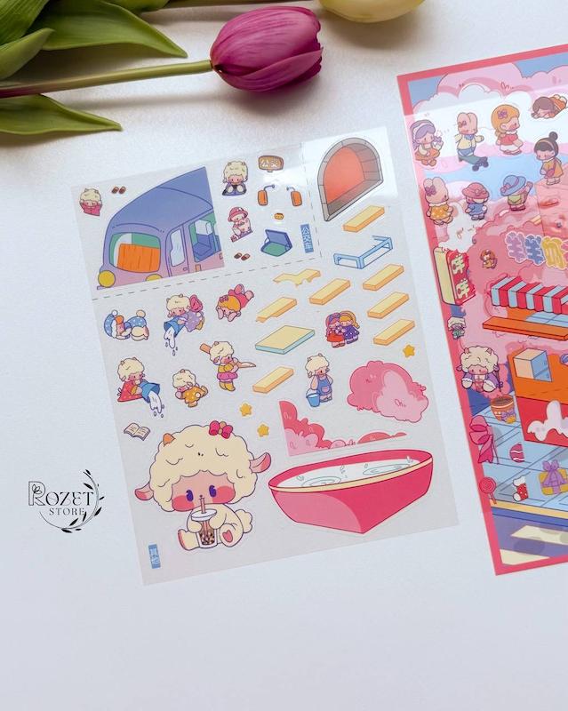 استیکر ۳ بعدی فروشگاه چای و باغ آرزوها ( ۲ ورق استیکر و ۱ کارت صحنه )