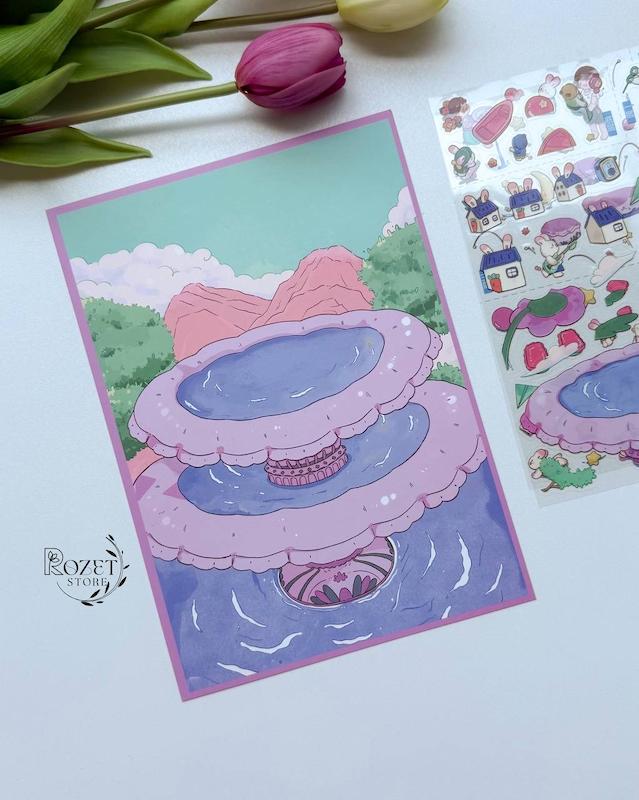 استیکر ۳ بعدی فروشگاه چای و باغ آرزوها ( ۲ ورق استیکر و ۱ کارت صحنه )