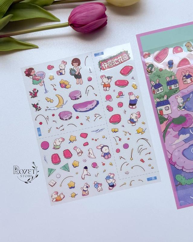استیکر ۳ بعدی فروشگاه چای و باغ آرزوها ( ۲ ورق استیکر و ۱ کارت صحنه )