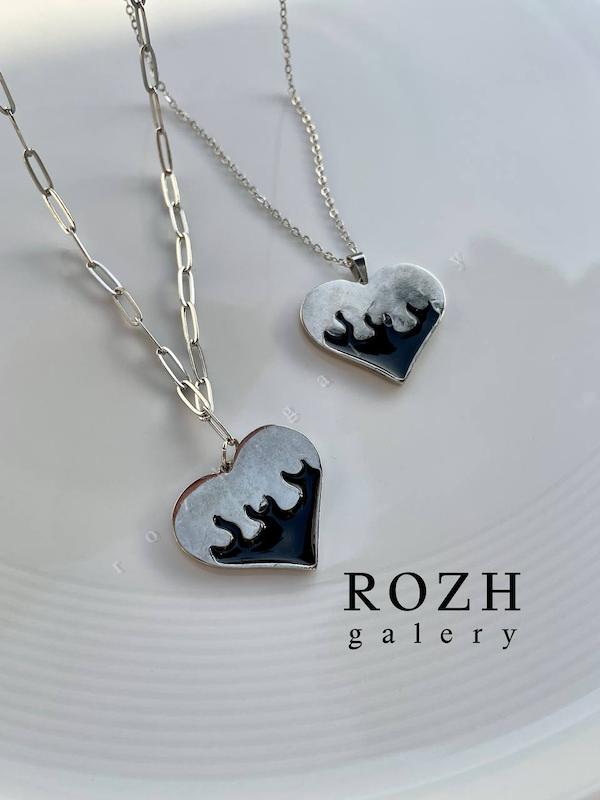 گردنبند قلب اتشی مشکی❤️‍🔥🖤