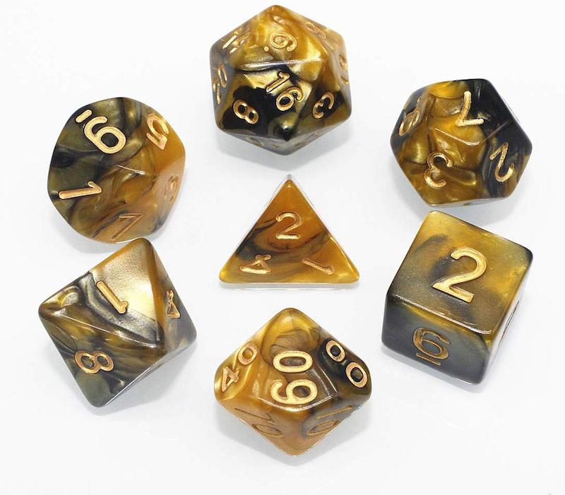 ست 7تایی تاس D&D طرح Dirty Gold