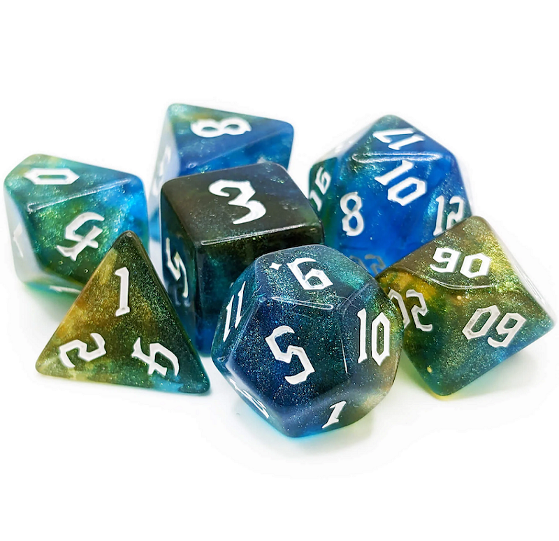 ست 7تایی تاس D&D طرح Ice Halo 