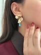 گوشواره گل با آویز فیروزه