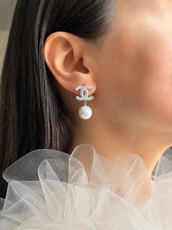 گوشواره جواهری شنل مرواریدی