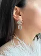 گوشواره گل مرواریدی - گوشواره پاپیونی نگین مربع