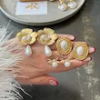 گوشواره گل و پاپیونی و مروارید