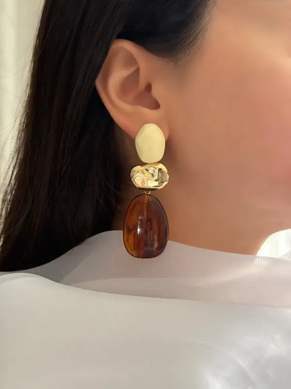 گوشواه کرم،طلایی و قهوه ای