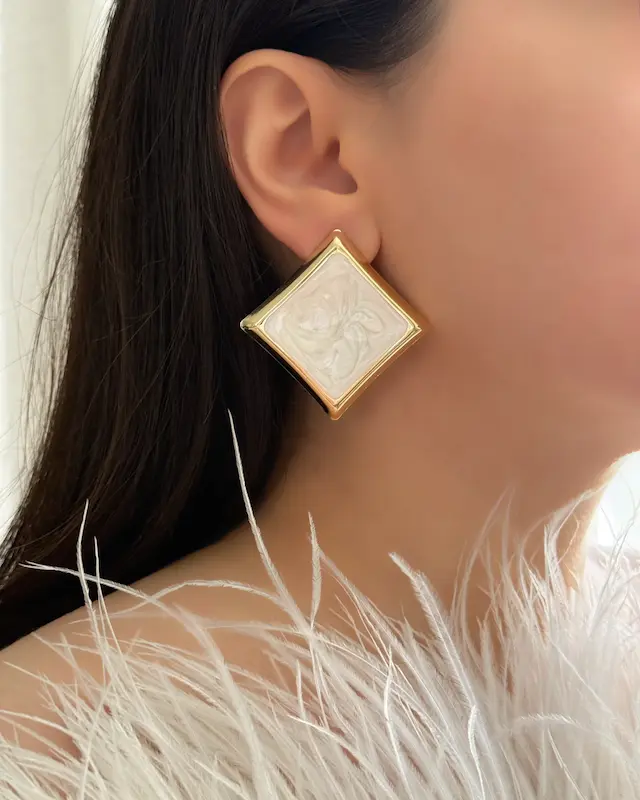 گوشواره مربع میناکاری