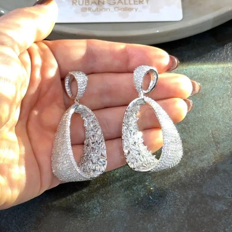 گوشواره حلقه ای نگین مارکیز