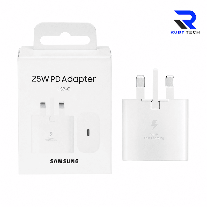 شارژر دیواری سه پین فست و PD تک پورت Samsung مدل 25w ـ سفید ـ MMs ( گارانتی ۶ ماهه شرکتی )